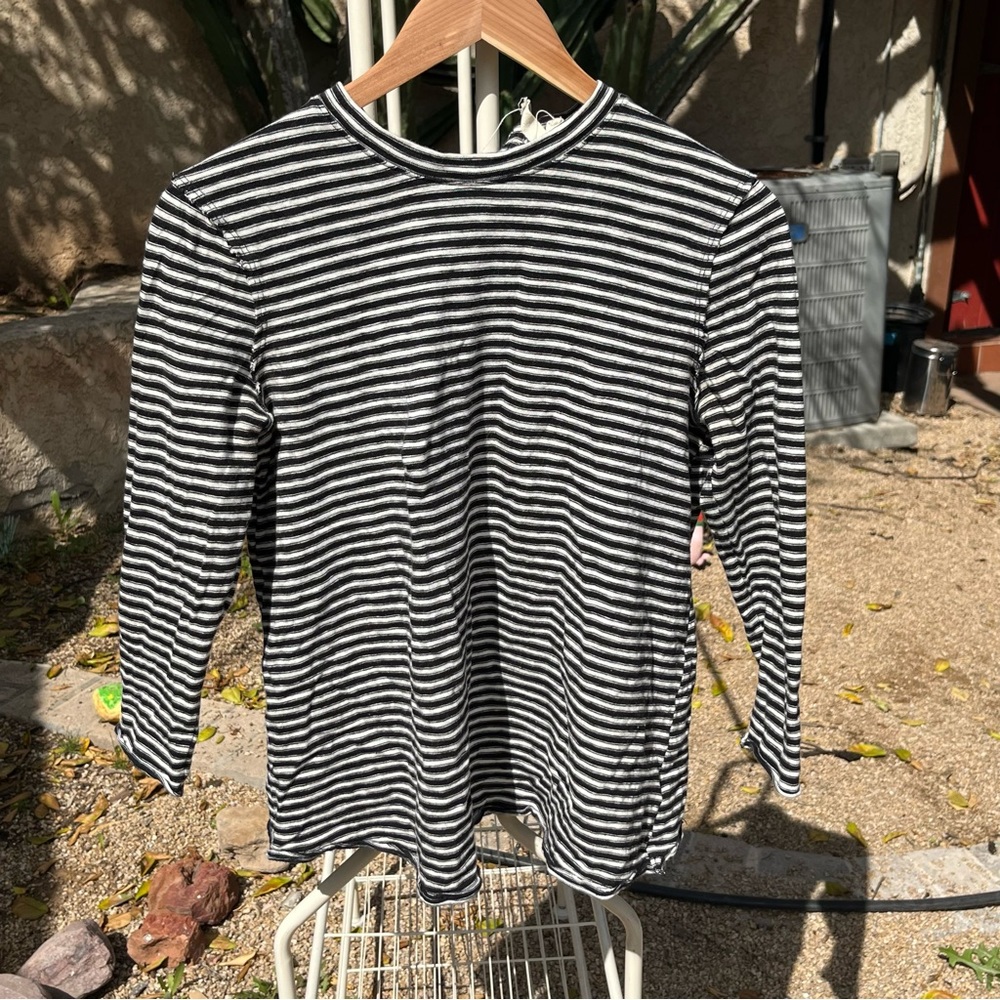 Free people cotton mock neck open back 3/4 sleeve top